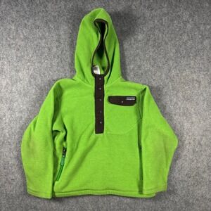 Patagonia Boys XS 5-6 Synchilla Snap-T Hoody Fleece Lime Green Pullover 0813